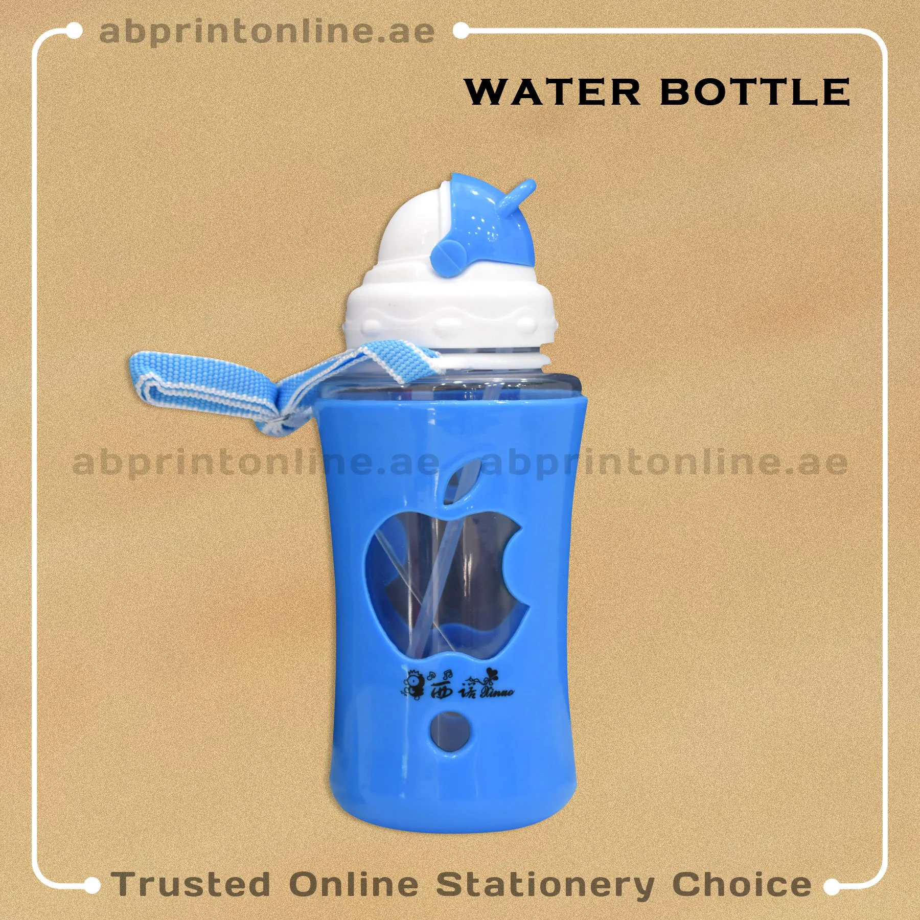 WaterBottle3892_3 WATER BOTTLE APPLE DESIGN BLUE - Image 1