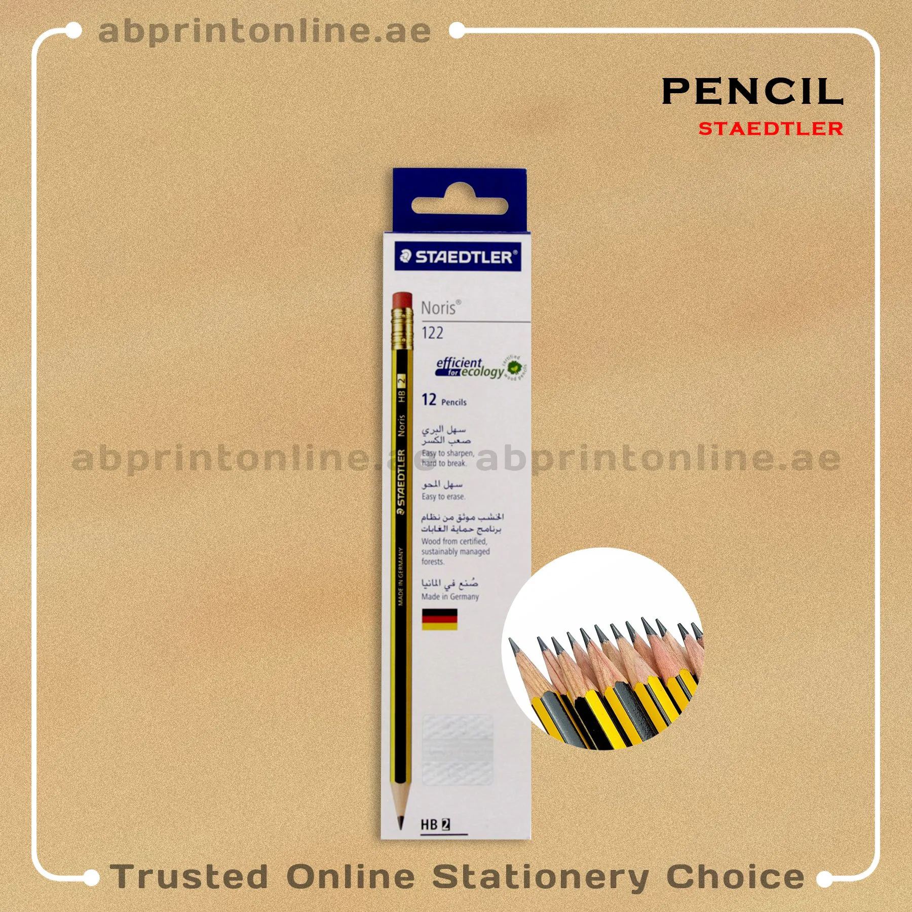PencilStaedtler122-HBPkt STAEDTLER NORIS 122-HB PENCILS WITH TIP RUBBER - Image 1