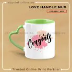GREEN LOVE HANDLE MUG PRINTING