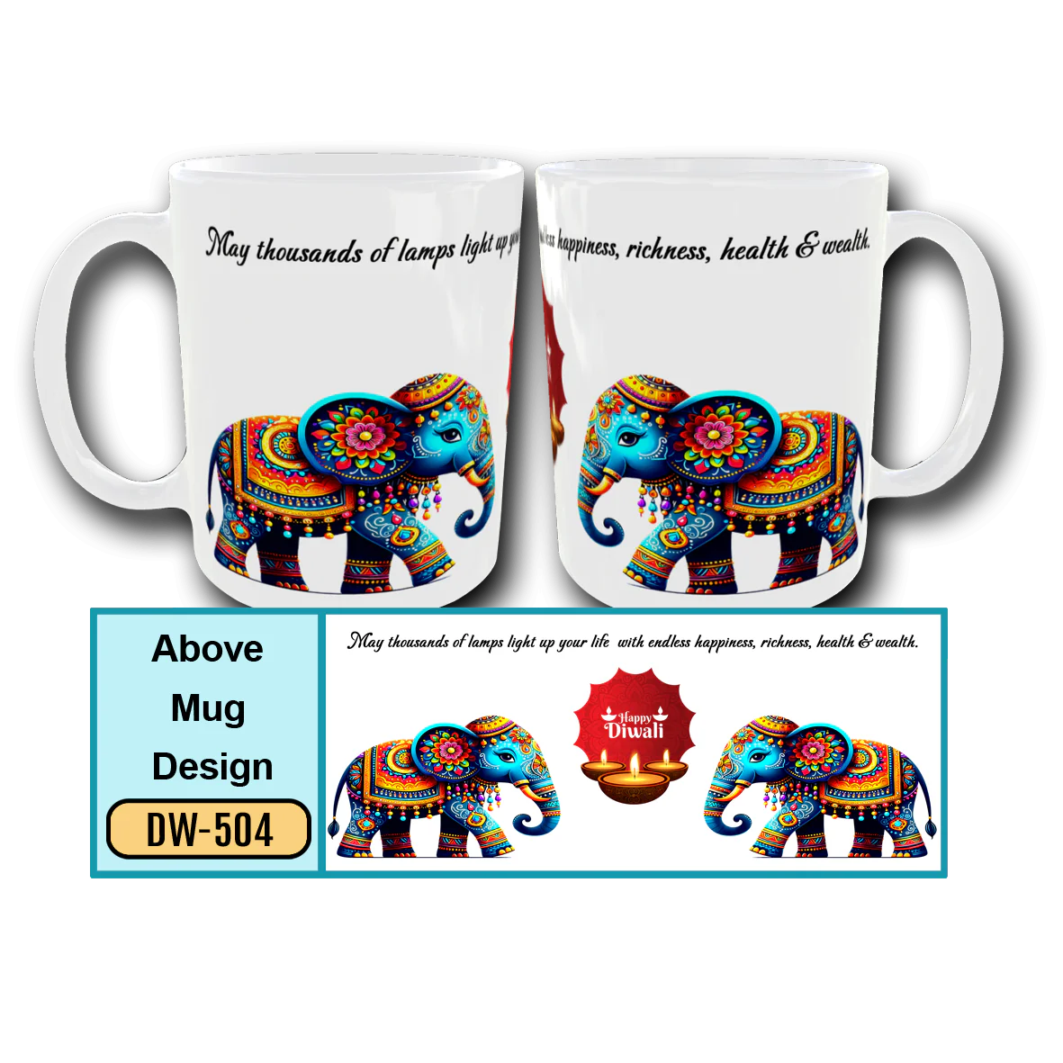 504 Diwali Gift - Mug White - Standard Design- DW504 - Image 1