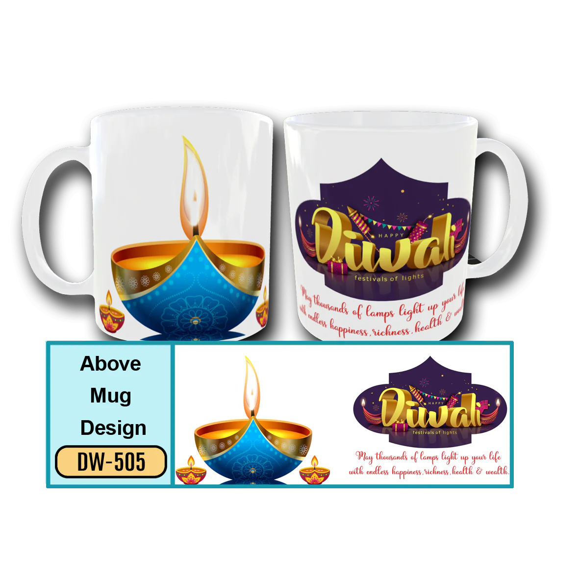 Diwali Gift - Mug White - Standard Design- DW505 - Image 1