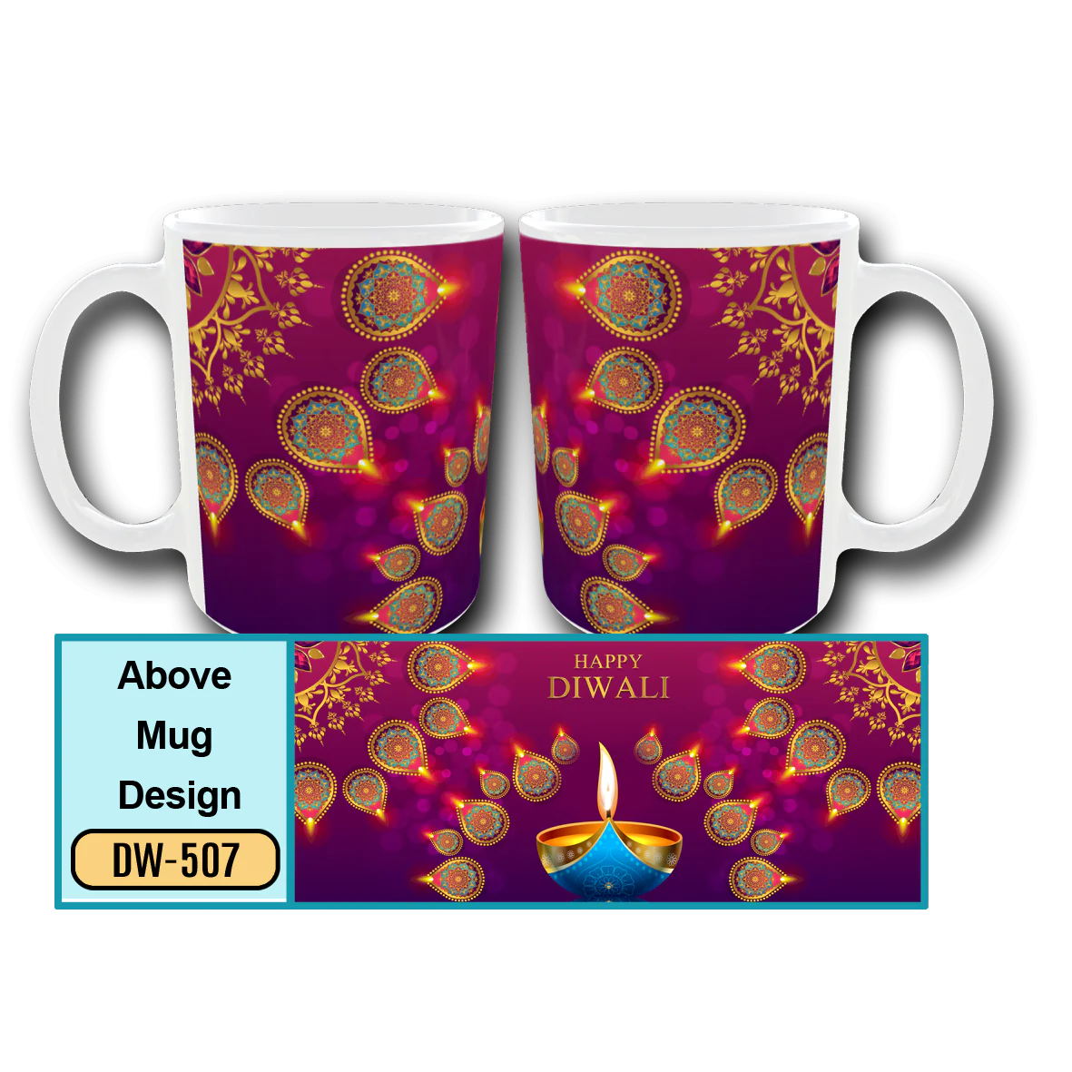 507 Diwali Gift - Mug White - Standard Design- DW507 - Image 1