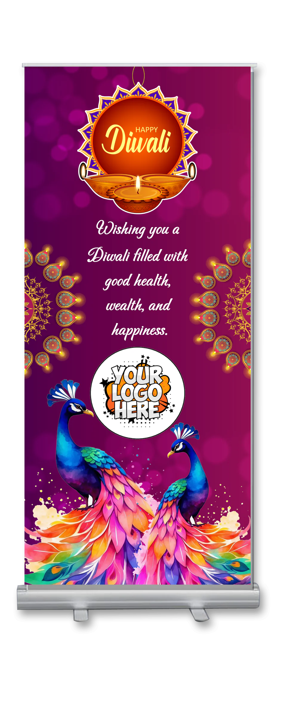 Diwali Rollup Stand Custom  - 85x200cm - DW909 - Image 1