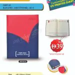 DIARY-A5-CREAM DAILY PU BLUE&RED-JOINT STICHING