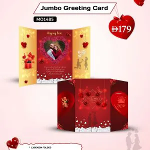 Jumbo Greeting Card by AB Print House – 120 x 90 cm folded vinyl-printed 10 mm foam board with custom Valentine photo and message