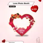 Valentine LOVE Photo Booth stand-behind board, printed on vinyl and mounted on 10 mm foam board, size 90 x 120 cm.