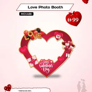 Valentine LOVE Photo Booth stand-behind board, printed on vinyl and mounted on 10 mm foam board, size 90 x 120 cm.