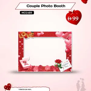 Valentine Couple Photo Booth stand-behind board, 90 x 120 cm, vinyl print mounted on 10 mm foam board