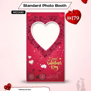 Standard Valentine Photo Booth stand-behind panel, 110 x 200 cm, vinyl print mounted on 10 mm foam board.