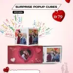Surprise Popup Cubes gift with 10 x 10 cm custom photo cube that pops up when opened