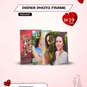 Personalised paper photo frame, 23 x 15 cm laminated 350 gsm card with custom picture and text for Valentine gifting.