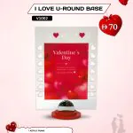 I Love You – Round Base acrylic photo frame from AB Print House, UV printed with custom photo and message, on a red round base.