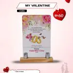 My Valentine clear acrylic photo plaque from AB Print House, UV printed with custom photo and message, on a wooden base.
