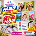 A4 Glossy Photo Print on 10mm Foam Board – Pack of 5